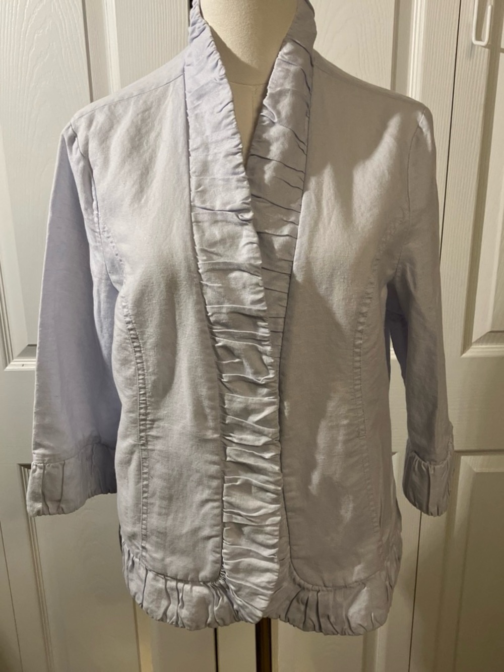 Christopher & Banks Light Lavender Blouse with Ruffle Trim